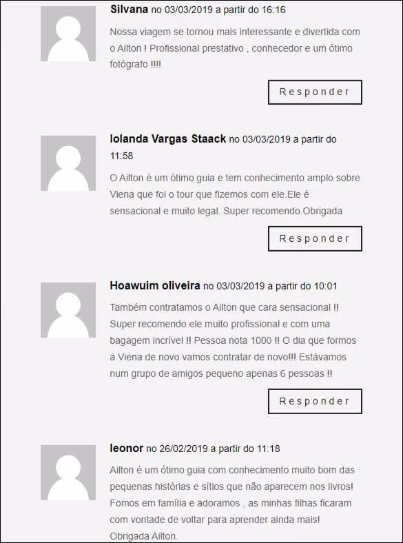 Depoimento de Silvana: "Nossa viagem se tornou mais interessante e divertida com o Ailton! Profissional, prestativo, conhecedor e um ótimo fotógrafo!!!!"